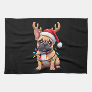 Linge De Cuisine Chapeau de Santa drôle de chien bouledogue françai