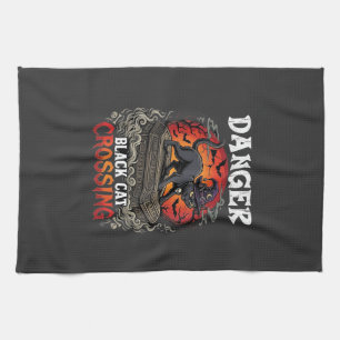 Linge De Cuisine Chapeau de sorcière de Halloween Danger Black Cat