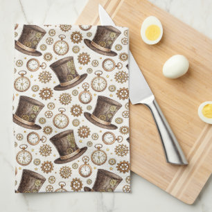 Linge De Cuisine Chapeau Steampunk Victorien et Motif d'Horlogerie