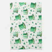 Linge De Cuisine Chapeaux verts dorés de luxe et trèfles blancs (Vertical)
