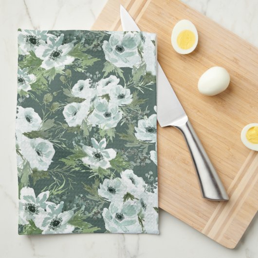 Linge De Cuisine Charcoal Anemones (Quart Plié)