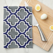 Linge De Cuisine Charcoal Gray Navy White Moroccan Quatrefoil #5DS (Quart Plié)