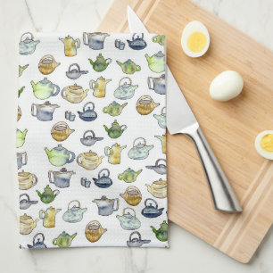 Linge De Cuisine Charmant Aquarelle Teapots Tea Motif unique