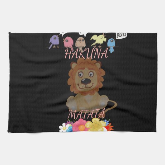 Linge De Cuisine Charmant "Flora and Fauna Hakuna Matata" Lion bébé (Horizontal)