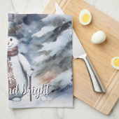 Linge De Cuisine Charmant Snowman Aquarelle Forêt d'hiver (Quart Plié)