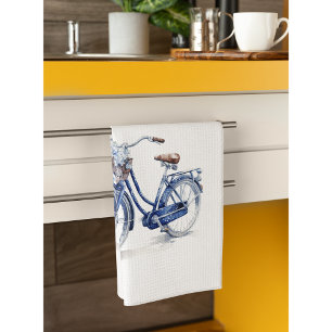 Linge De Cuisine Charme de cottage floral vélo bleu de Delft
