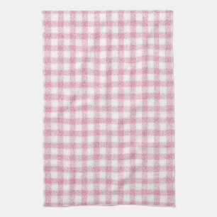 Linge De Cuisine Charme Gingham Rose et Blanc Velouté