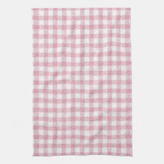 Linge De Cuisine Charme Gingham Rose et Blanc Velouté (Vertical)