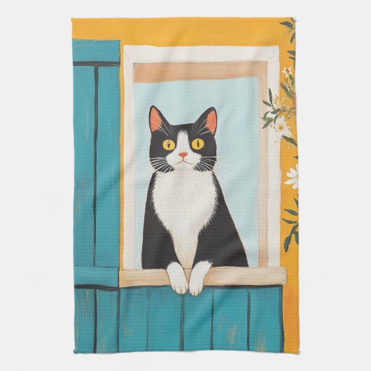 Linge De Cuisine Charming Chat in Window (Vertical)