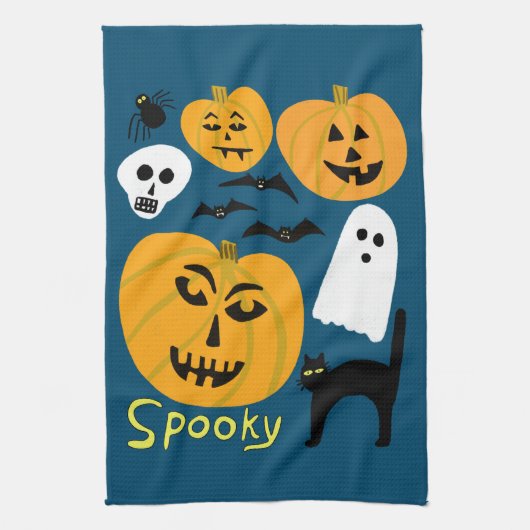 Linge De Cuisine Charming Funny Citrouilles Ghost Bat HAPPY HALLOWE (Vertical)