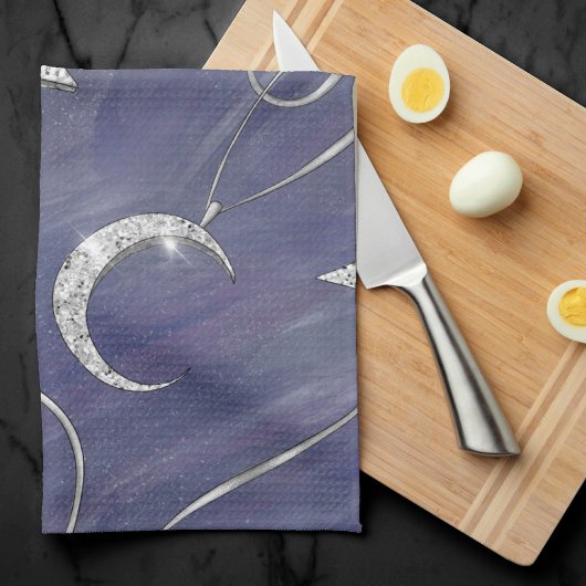 Linge De Cuisine Charming mystique | Étoiles de lune d'argent Sun A