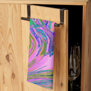 Linge De Cuisine Charteuse Abstrait Cool et Rose Chaud Groovy Rétro
