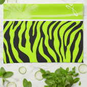 Linge De Cuisine Chartreuse Zebra Stripes Poster de animal; Palm (Plié)