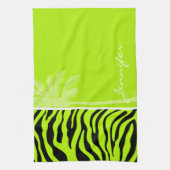 Linge De Cuisine Chartreuse Zebra Stripes Poster de animal; Palm (Vertical)