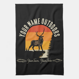 Linge De Cuisine Chasse ADD NOM Extérieur Cerf Wapiti Campagne Sauv