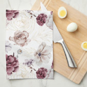 Linge De Cuisine Chasse Automne Gold Burgandy Automne Floral (Quart Plié)