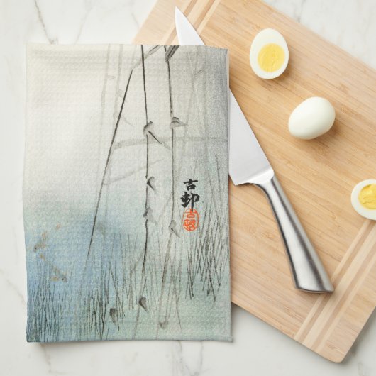 Linge De Cuisine Chasse aux martin-pêcheurs - Ohara Koson - (Quart Plié)