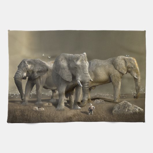 Linge De Cuisine Chasseur d'éléphants en Safari (Horizontal)