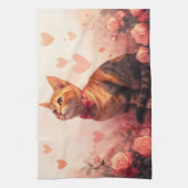 Linge De Cuisine Chat abyssinien avec Rose - Saint Valentin (Vertical)