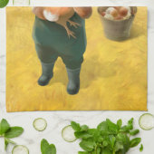 Linge De Cuisine Chat adorable avec Hen à la ferme (Plié)