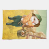 Linge De Cuisine Chat adorable avec Hen à la ferme (Horizontal)