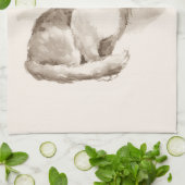 Linge De Cuisine Chat. Aquarelle (Plié)