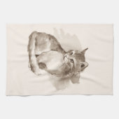 Linge De Cuisine Chat. Aquarelle (Horizontal)