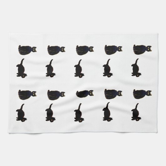 Linge De Cuisine Chat Art Cute Chats Noirs (Horizontal)