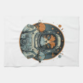 Linge De Cuisine Chat-astronaute sur les astéroïdes (Horizontal)