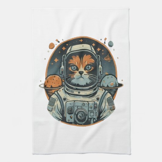 Linge De Cuisine Chat-astronaute sur les astéroïdes (Vertical)