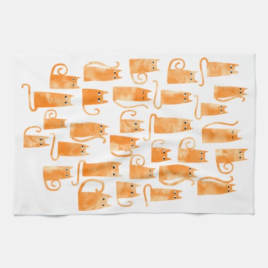 Linge De Cuisine Chat au gingembre orange amusant (Horizontal)