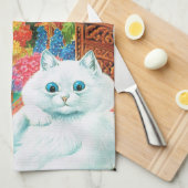 Linge De Cuisine Chat aux Fleurs, Louis Wain (Quart Plié)