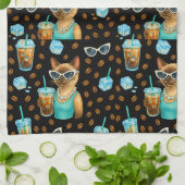 Linge De Cuisine Chat avec café glacé pour les amoureux de chats si (Plié)
