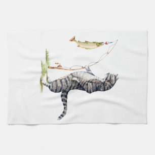 Linge De Cuisine Chat avec poisson