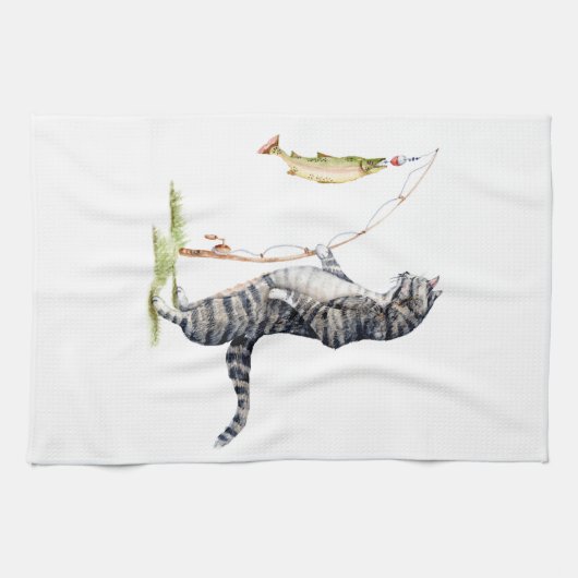 Linge De Cuisine Chat avec poisson (Horizontal)