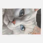 Linge De Cuisine Chat blanc (Horizontal)