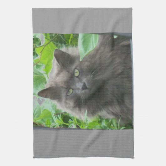 Linge De Cuisine Chat bleu russe gris-long (Vertical)