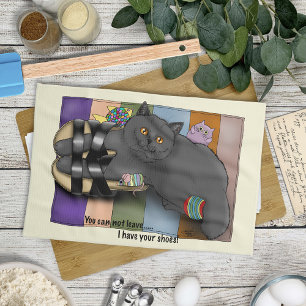 Linge De Cuisine Chat British Shorthair Sandales Prêt pour la Plage