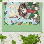 Linge De Cuisine Chat cadeau de Noël Green Funny (Plié)