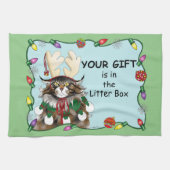 Linge De Cuisine Chat cadeau de Noël Green Funny (Horizontal)