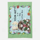 Linge De Cuisine Chat cadeau de Noël Green Funny (Vertical)