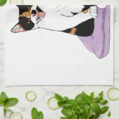 Linge De Cuisine Chat calicot fantaisiste violet classe  (Plié)