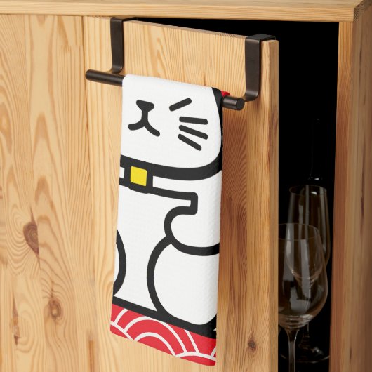 Linge De Cuisine Chat chanceux japonais ou Maneki-Neko (Pliage en tiers)