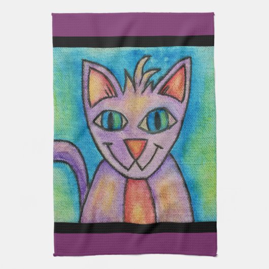 Linge De Cuisine Chat Chaton Rose Violet (Vertical)