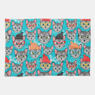 Linge De Cuisine Chat dans le casquette