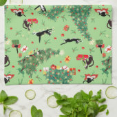 Linge De Cuisine Chat d'arbre de Noël amusant (Plié)