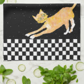 Linge De Cuisine Chat de courbement de gingembre avec des verres (Plié)