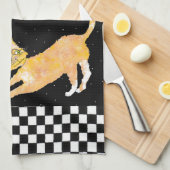 Linge De Cuisine Chat de courbement de gingembre avec des verres (Quart Plié)