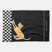 Linge De Cuisine Chat de courbement de gingembre avec des verres (Horizontal)