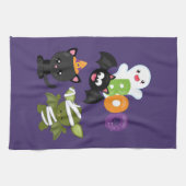 Linge De Cuisine Chat de Cute Halloween, bat, mummy et ghost (Horizontal)